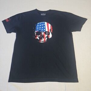 5.11 TACTICAL Men's Large Black USA Skull T-Shirt Tee Flag Stars Stripes Cotton